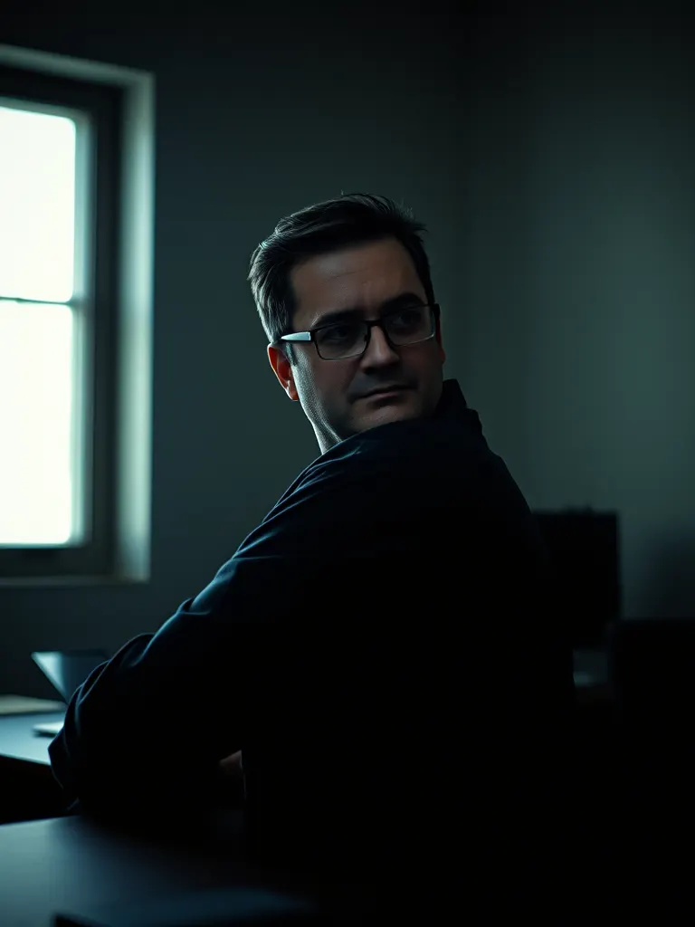 Portrait of a person wearing glasses, looking towards the camera